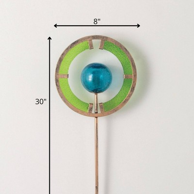 30" Blue and Green Reflective Metal Garden Stake