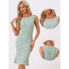 INSPIRE CHIC Women's Tweed Summer Sleeveless Elegant Plaid Bodycon Midi Dress - 2 of 4