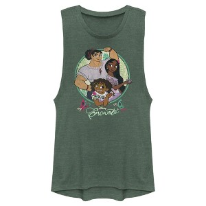 Juniors Womens Encanto Mirabel, Isabela & Luisa Magical Sisters Festival Muscle Tee - 1 of 4