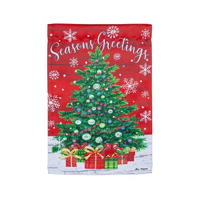 Evergreen Garden Flag Seasons Greeting Trees Suede Double Sided Indoor Outdoor Decor 18" x 12.5"
