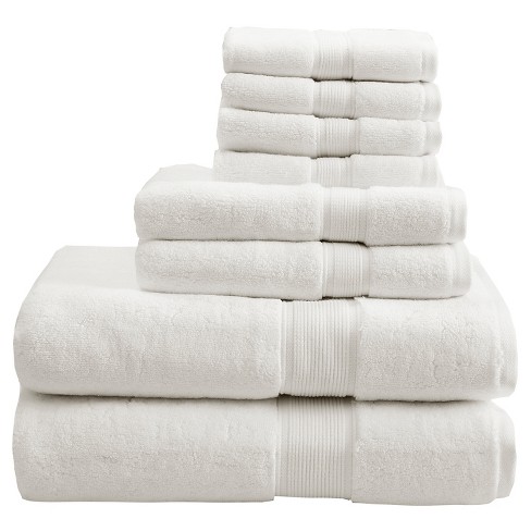 Antimicrobial Organic Cotton Bright White Bath Towels, Set of 6 +