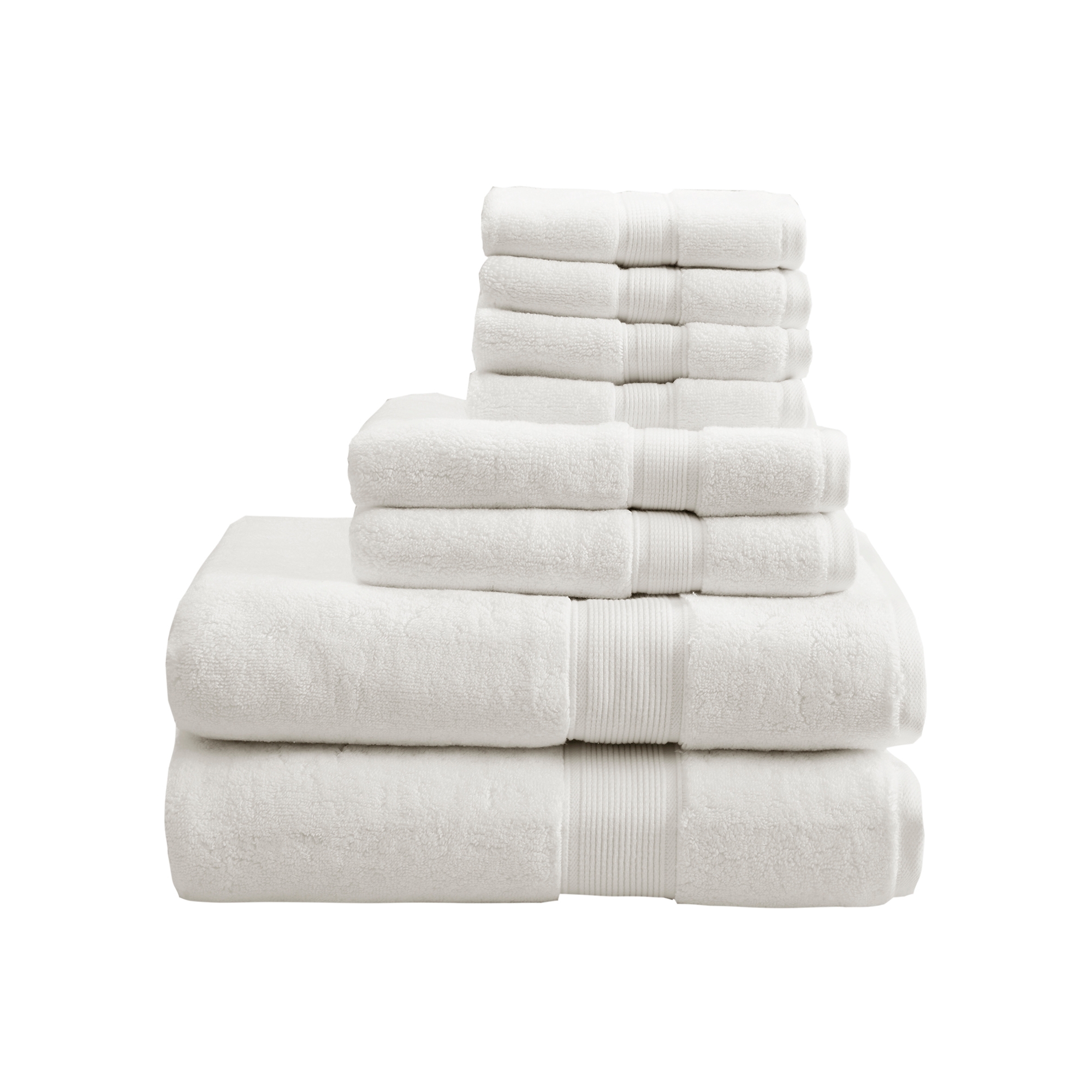Madison Park 8pc 100% Cotton Highly Absorbent Bath Towel Set Cream: Heavyweight Terry, OEKO-TEX Certified