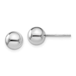 Black Bow Jewelry 7mm Hollow Ball Post Earrings in Rhodium Plated Sterling Silver - 1 of 4