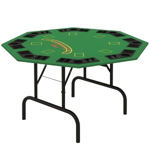 Soozier Foldable Poker Table with Chips Tray & Cup Holders, 47" Octagon Blackjack Texas Holdem Game Table, Green - 1 of 4