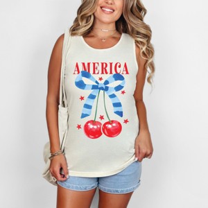 Simply Sage Market Coquette America Cherries Garment Dyed Tank - 1 of 3
