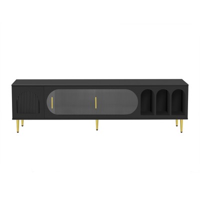 Vynxaria Modern TV Centers with Sliding Acrylic Door for TVs Up to 70", Stylish Media Console