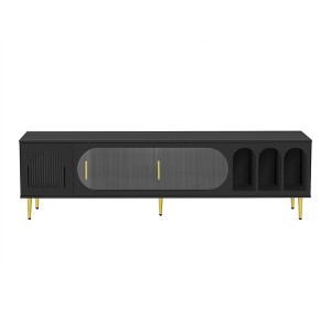 Vynxaria Modern TV Centers with Sliding Acrylic Door for TVs Up to 70", Stylish Media Console - 1 of 4