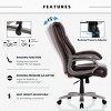 FURNIinspire Task and Office Chairs Heavy Duty Leather Computer Desk Chair Home Office Chair Swivel Chair with Armrest, Brown, 33.86"*28.74"*43.7" - 4 of 4
