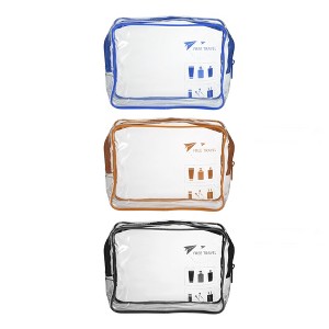 Unique Bargains Women's Transparent Waterproof Travel Makeup Bags Black Brown Blue 3 Pcs - 1 of 4