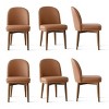 Modern Dining Chairs Set of 6, Upholstered Accent Side Chairs with Double Cushion Seat and Walnut-Finish Solid Wood Legs-Tanpinhause - 2 of 4