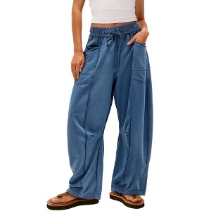 Clearlove Womens Baggy Wide Leg Pants Casual Trousers Lounge Pants Drawstring Barrel Sweatpants with Pockets - 1 of 4