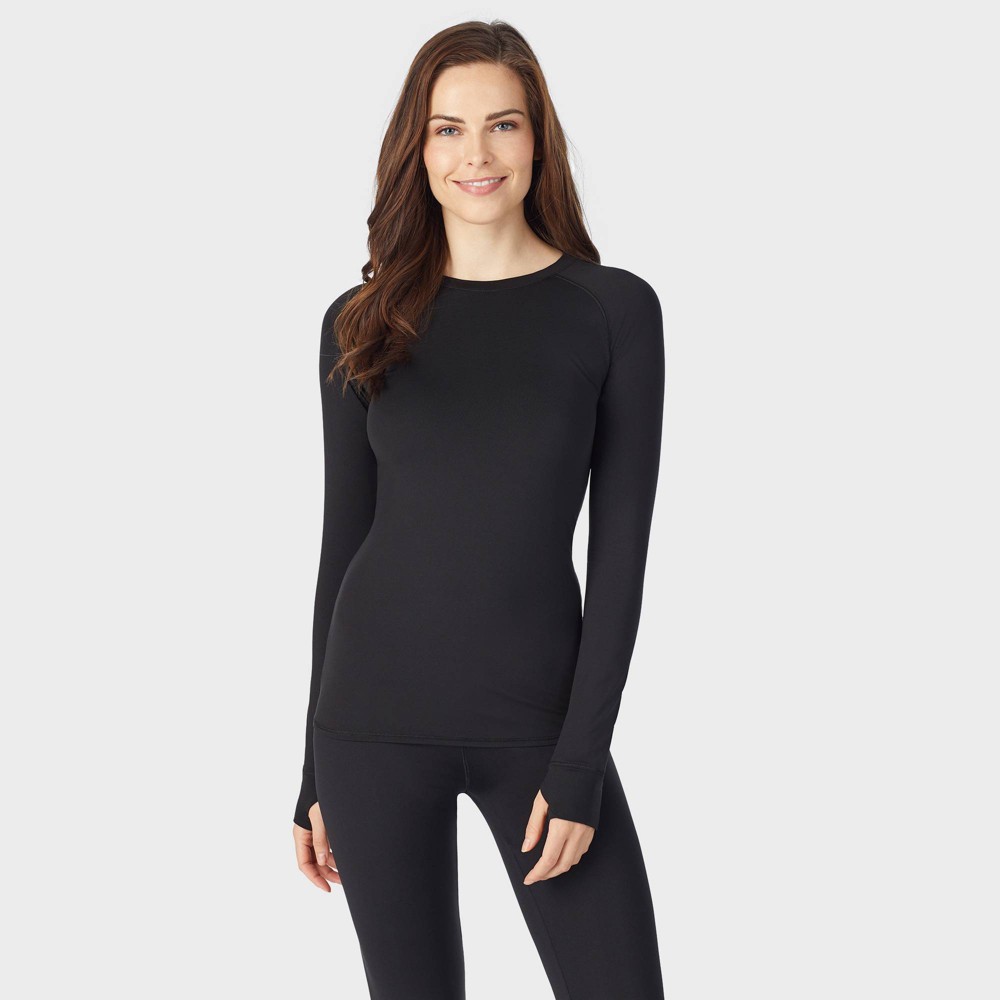 Warm Essentials by Cuddl Duds Women's Active Thermal Crewneck Top - Black XL