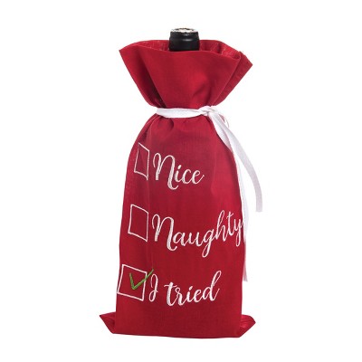 C&F Home Nice Naughty I Tried Embroidered Wine Bag