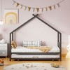 Full/Twin Size House-Shaped Metal Platform Bed Frame with Twin Size Trundle Bed/ Drawers 4S -ModernLuxe - image 2 of 4