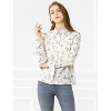 INSPIRE CHIC Women's Floral Point Collar Button Down Office Blouse Shirts - 3 of 4