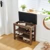 GlasFlength Shoe Racks 3 Tier Shoe Bench Entryway with Cushion Wood Bench with Shoe Storage for Entryway, Brown, 24"*12"*22" - 3 of 4