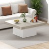 35 Inch Square Coffee Table with Led Lights, Modern Coffee Tables  with Plug-in 16-Color LED Lights, Cocktail Table for Home Office, Apartment - 2 of 4