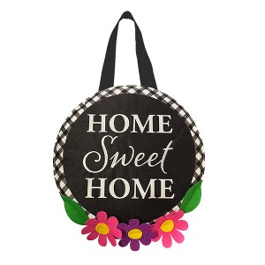 Briarwood Lane Everyday Burlap Door Hanger 18x12 Home Sweet Home Flowers Door Hanger - 1 of 2