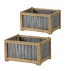 YUHAO Set of 2 Rectangular Planters for Indoor Outdoor Home Garden Decor - L:20"x14"x11.5", S:17"x12"x10" - 3 of 4