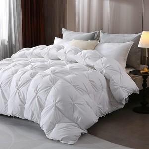 APSMILE Pinch Pleat Feather Down Comforter Queen Size, Ultra Soft Cotton Blend Cover, All-Season Fluffy Duvet Insert - 1 of 4