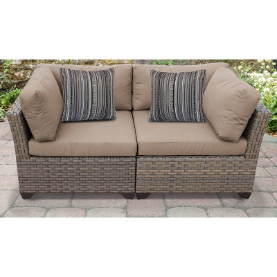 Monterey 2pc Outdoor Wicker Sectional Loveseat with Cushions - Wheat - TK Classics