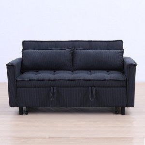 TiramisuBest 55"green velvet sofa, elegant with convenient pockets, clever interpretation of the three-in-one conversion art - 1 of 4