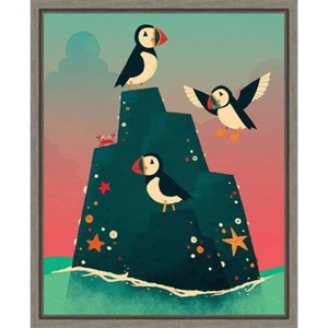 Amanti Art Puffin Rock by Michael Buxton Canvas Wall Art Print Framed 16 x 20-in. - 1 of 4