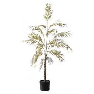 Artificial palm tree with natural trunk and realistic leaves, perfect for decorating living rooms, bedrooms, and office corners. - 1 of 4
