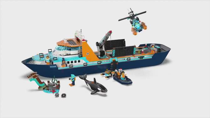 LEGO City Arctic Explorer Ship Floatable Building Toy Set 60368, 2 of 8, play video