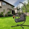Gulches Foldable Swing Egg Chair with Stand 350lbs Capacity, Removable Guardrail & Cup Holder, UV-Resistant Cushion/Pillow, Indoor/Outdoor - 3 of 4