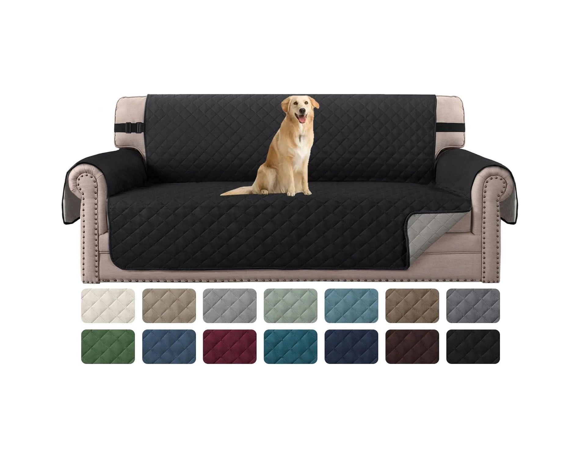 Reversible Chair Covers Water Repellent Chair Slipcover for Dogs Pets Furniture Protector BLACK Sofa