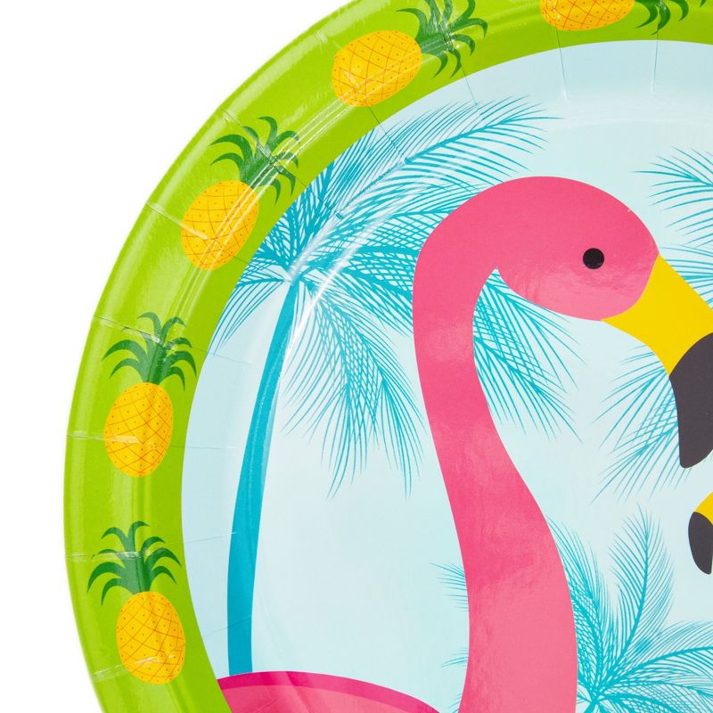 Juvale 144-Piece Pink Flamingo Birthday Party Supplies, Paper Plates, Napkins, Cups, Cutlery for Summer Hawaiian Themed Party, Baby Shower (24 Guests), 5 of 10