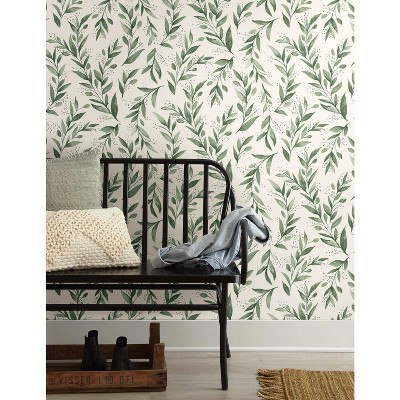Olive Branch Green Peel and Stick Wallpaper
