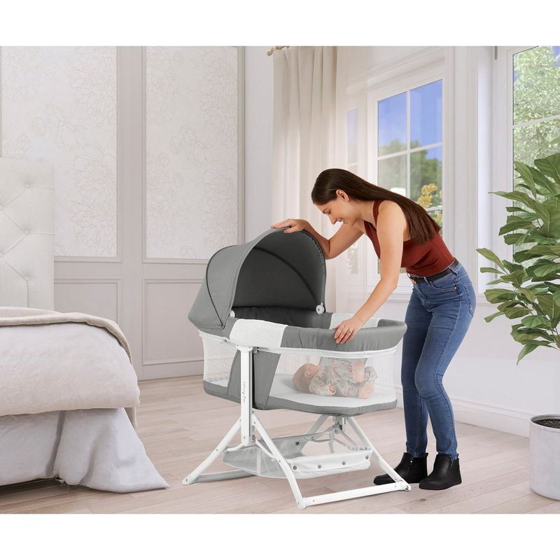 Dream On Me JPMA Certified Insta Fold Bassinet and Cradle in Light Grey, 5 of 14