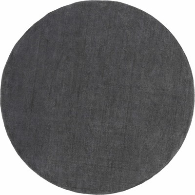 Charcoal Gray High Pile Wool Rectangular Rug 7'6" x 9'6"