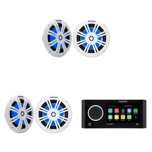 Kicker (2 Pair ) 51KM604WL KM 6.5" 4Ω LED Marine Coaxial Speakers - Pair , Bundled with MS-RA770 Apollo Marine Receiver - 1 of 4