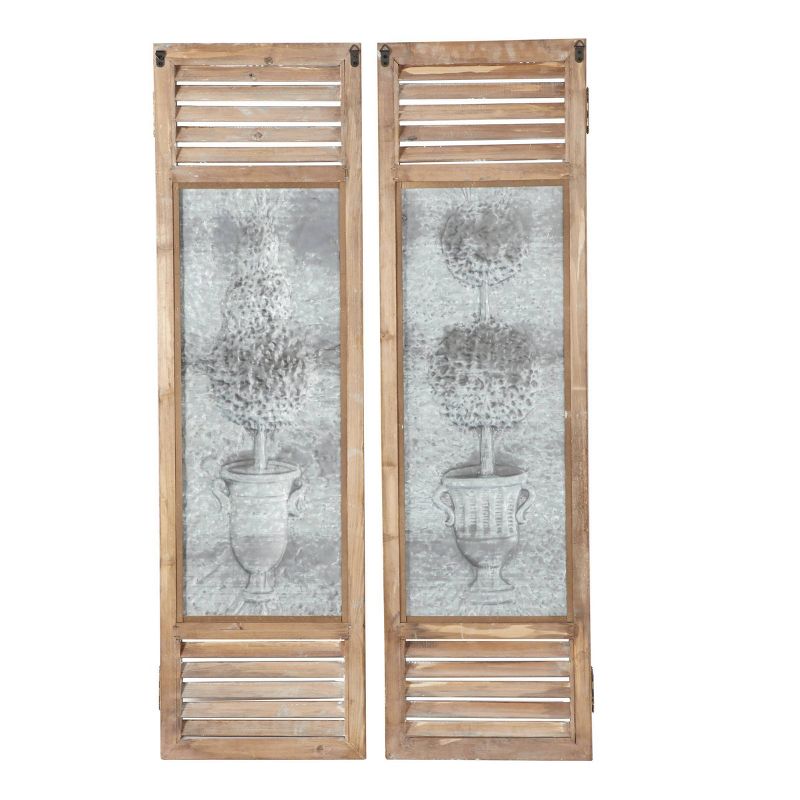 Set of 2 Metal Tree Relief Wall Decors with Louvered Design Brown - Olivia &#38; May, 4 of 9
