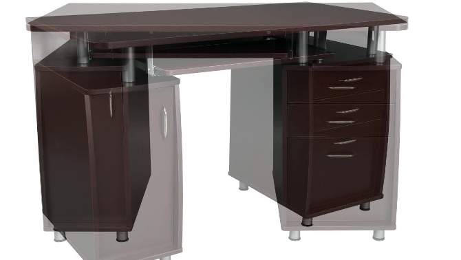 Complete Workstation Computer Desk with Storage Brown - Techni Mobili, 2 of 16, play video