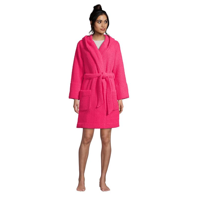 Lands' End Women's High Pile Fleece Hooded Robe, 1 of 6