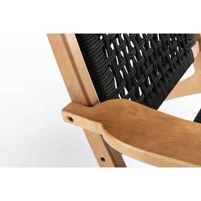 Black and Natural Woven Rope Accent Chair