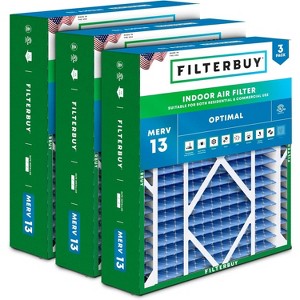 Filterbuy 21x24.5x5 Air Filter (3-Pack), Pleated MERV 13 Health Defense Replacement HVAC AC Furnace Air Filters Replacement for Rheem, Ruud, & Protech - 1 of 4