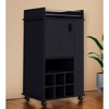 HomeRoots Black Rolling Bar Cart With Wine Storage - 2 of 4