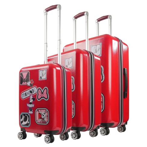 Ful Disney Textured Mickey Mouse Hard Sided 3 Piece Luggage Set, Silver