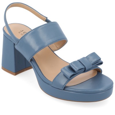 Journee Collection Womens Brookan Sling Back Covered Block Heel Platform Sandals