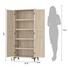 Jojoka 63" Tall Storage Cabinet with Glass Doors, 5 Tier Bathroom Cabinet with Adjustable Shelves for Kitchen, Dining Room, Bathroom - 2 of 4