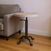 HomeRoots 22" Natural and Black Solid Wood and Metal Height Adjustable Round Pedestal End Table - 2 of 4
