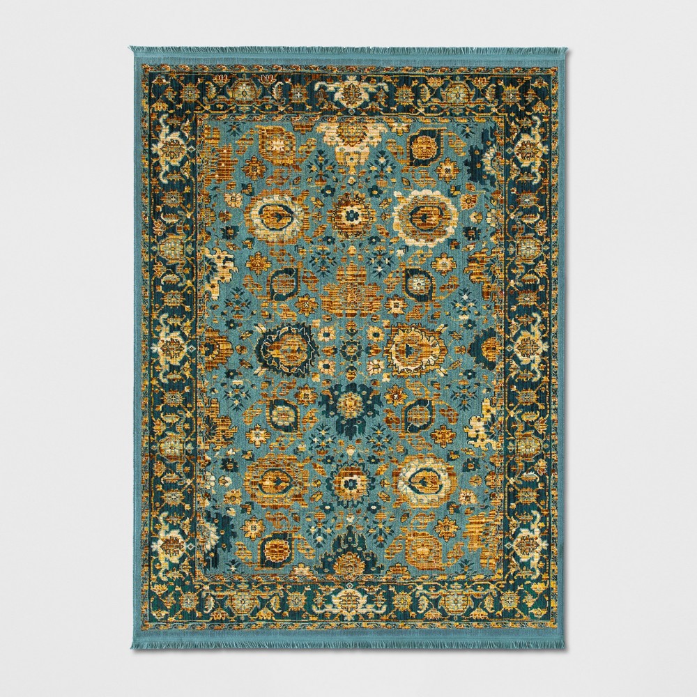 Photos - Area Rug 7'x10' Persian Style with Fringe Border Woven  Aquamarine - Thresh