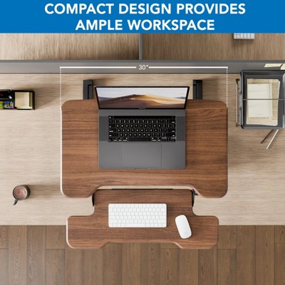 30" Dark Walnut Woodgrain Steel Standing Desk Converter