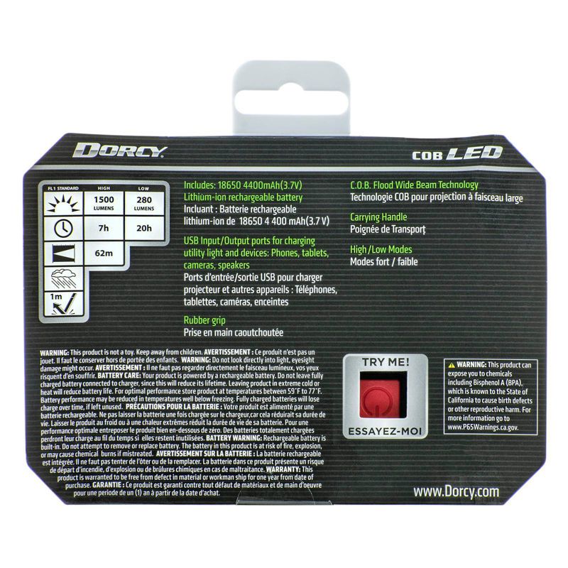 Dorcy 1500 Lumens USB Rechargeable LED Worklight, 2 of 10