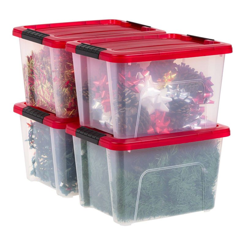 IRIS 20.5qt Latching Clear Storage Tote Red Tint Lid, 2 of 10